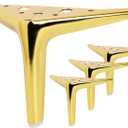 4.7 Inch Shiny Gold Furniture Legs, Metal Legs for Furniture Set of 4, DIY Replacement for Sofa Legs, Cabinet Legs, Ottoman Legs, Table Legs, Night Stand Legs and Dresser Legs
