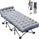 ABORON Camping Cot for Adult 28" Extra Wide, Heavy-Duty 1200D Oxford Cot for Sleeping, Portable Folding Camp Bed with Mat & Carry Bag, 75" x 28"