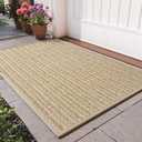 Front Door Mat 17"x30", Heavy Duty Waterproof Dirt Trapping Non-Slip Doormats, Low Profile Entrance Mats for Front Indoor/Outdoor, Brown