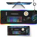Magnetic Charging Mouse Pad, 31.5x11.81 Inch XL Gaming Mousepad, 11+5 RGB Lighting Modes, Home Office Large Desk Pad with Ultra-Smooth Surface, Non-Slip, Waterproof Keyboard Pad Classic Black Desk Mat