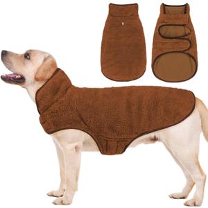 Malier Dog Winter Coat, Reversible Fleece Dog Cold Weather Coats, Windproof Warm Snow Puppy Jacket Vest Pet Clothes for Dogs (Brown, Small)