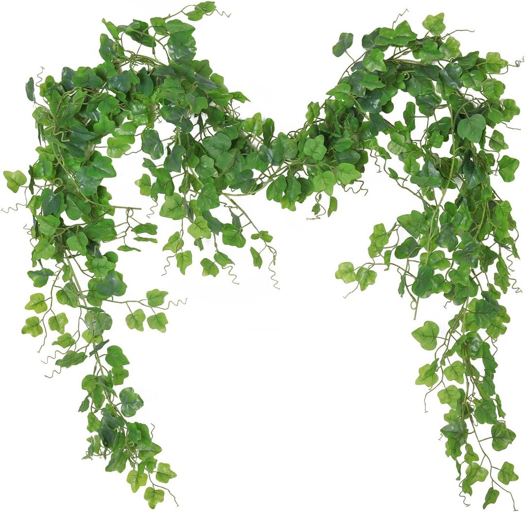 RECUTMS Artificial Vines Ivy Garland 2Pcs 6Ft Fake Hanging Vine Plants Faux Green Grape Leaves Greenery Indoor Outdoor Home Office Garden Wedding Jungle Beach Birthday Party Arch Table Spring Decor