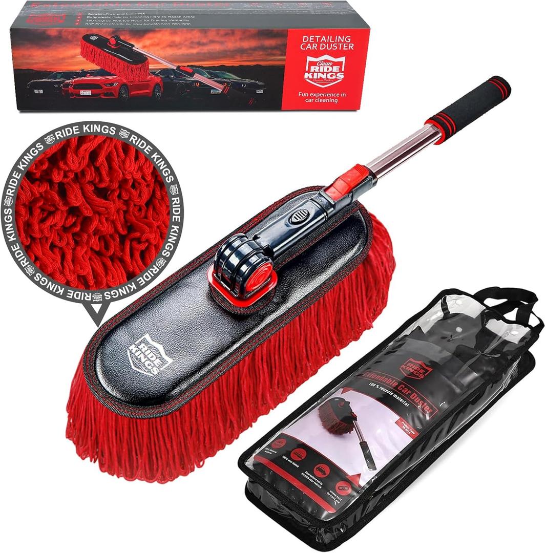 Car Duster Exterior Scratch Free,Soft Car Brush Kit for Car,Truck,SUV,RV and Motorcycle,Wax Cotton Hair With Extendable Handle,Duster for car Cleaning,Dust Pollen Removing,No Lint