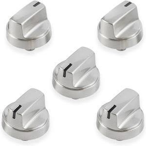 atgestore Stainless Steel WB03X29315 Stove Knob Replacement Parts for GE Stove Knob 191D9233 GE Cooktop Knobs JGP5030SLSS JGP5036SL1SS Gas Range Burner Control Knob Electric Stove Top Knob 5Pcs