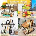 2 Tier Fruit Basket for Kitchen, Detachable Fruit Bowl for Kitchen Counter, Metal Fruit and Vegetable Storage Stand, Fruits Holder Vegetable Basket with Wood Handle, Bread and Snack Organizer
