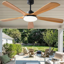 NKPU Ceiling Fans with Lights and Remote Control, 5 Solid Wood Blades, 3CCT Dimmable, 56 Inch Modern Outdoor Ceiling Fans for Bedroom Farmhouse Patios, Quiet DC Motor