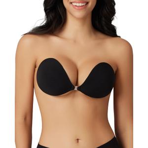 Niidor Sticky Bra Invisible Stick on Bra Backless Strapless Women's Adhesive Bras Ladies Invisible Bras (Black)