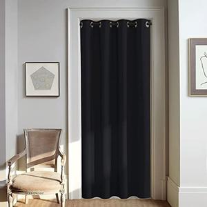NICETOWN Black Blackout Curtain 80 inch Length - Grommet Thermal Insulated Window Treatments Light & Sound Blocking Drapes for Living Room/Doorway, W46 x L80, 1 Panel