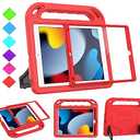 BMOUO Kids Case for New iPad 10.2 2021/2020/2019-iPad 9th/8th/7th Generation Case with Built-in Screen Protector,Shockproof Lightweight Handle Stand Kids Case for iPad 10.2" 2021/2020/2019 Latest-Red