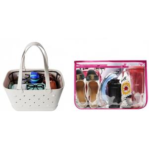 Clear Beach Bag Organizer Original Accessories for Simple Modern Extra Large Organizing Your Bags and Divide Space,Transparent & Black