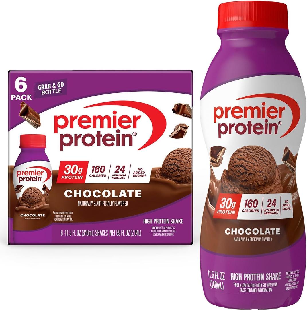 Premier Protein Shake, Chocolate, 30g Protein, No Added Sugar, 24 Vitamins & Minerals to Support Immune Health, 11.5 fl oz, 6 Pack BB Date: 11/3/2025
