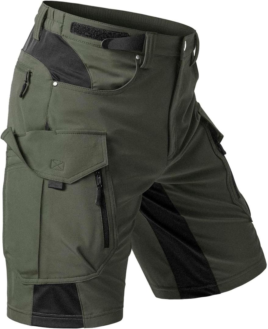 Moosehill Men's Hiking Cargo Shorts: Quick Dry Lightweight Stretch Outdoor Fishing Camping with 9 Pockets (Self-Storing) (Army Green, 36)