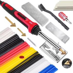 150W Plastic Welder Kit, 3-Speed Temperature Control Plastic Welding Kit, Professional Plastic Weld Tool With 70pcs Welding Rods,3Tips,Portable Plastic Repair Kit For Car Bumper,Kayak Repairs (Red)