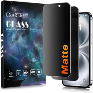 [2 Pack Matte Privacy Screen Protector for iPhone 16, Anti-Glare Anti-Reflection and Anti-Fingerprint, Anti-peeping 9H Tempered Glass Film, Smooth Touch