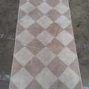 Beeiva Checkered Print Carpet Runners for Hallway 12ft, Beige Neutral Washable Long Hallway Runner Rug 2.5x12, Moroccan Gingham Diamond Carpet Ultra Thin Faux Wool Rug for Kitchen Decor