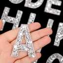 Waydress 26 Piece Rhinestone Iron On Patch A-Z Pearl Bling Rhinestone Letter Patch Glitter Alphabet Applique Rhinestone Pearl English Letter for DIY Craft Supplies(Silver, Solid Style)