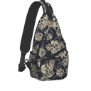 bassyil Skull Rose Sling Bag Crossbody Travel Hiking Chest Backpack Shoulder Daypack for Women Men