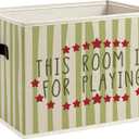 Green Striped Kids Playroom Foldable Storage Bins Box with Handles, This Room Is for Playing Decorative Storage Boxes Baskets Toybox Organizer for Kids Nursery Room Bedroom Playroom
