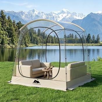 Teabelle Pop-Up Bubble Tent, 1-4 Person Transparent Outdoor Shelter with 540View, Waterproof Outdoor Pod with Floor Mat, Clear Tent Camping Shelter for Watching Sports, Camping, Fishing