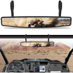 17" UTV Rear View Center Mirror, UTV Race Mirror 1.75" or 2" Clamps Compatible with Polaris RZR Pioneer Can-Am Commander Maverick Talon 1000R 1000X