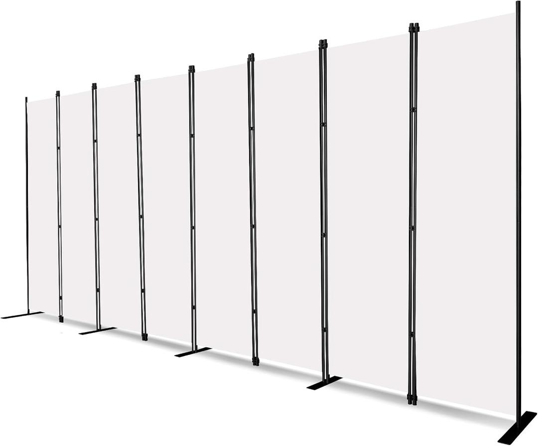 MAYOLIAH 8-Panel White Room Divider 6ft Tall Folding Privacy Screen Portable Office Partition Indoor Wall Separator 160" W X 72" H