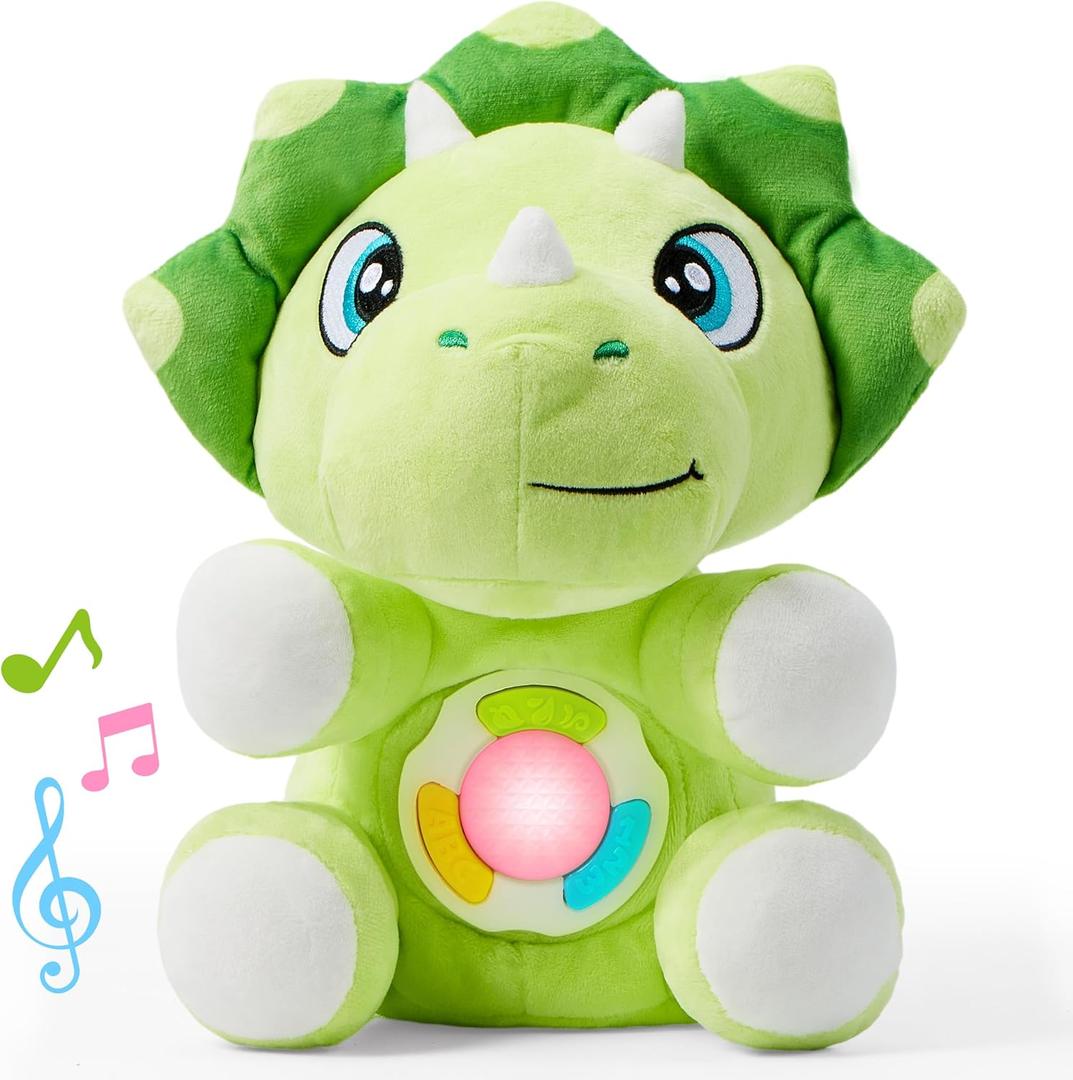 JOYIN Musical Dinosuar Plush Baby Toy, Stuffed Animal with Music & Light, Baby Musical Soft Plush Toys for Infant Babies, Christmas Birthday Gifts for Boys and Girls 6+ Months