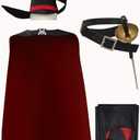 Kids Cosplay Sword Cape Costume Cat Hat in Boots Outfit Leather Belt Full Set Accessories, Size 100