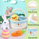 6 Pcs My First Easter Basket Plush Playset, Baby Easter Baskets for Kids Already Filled with Bunny Chick Egg Carrot, Easter Toys & Gifts for Baby Toddler Kids Boys & Girls
