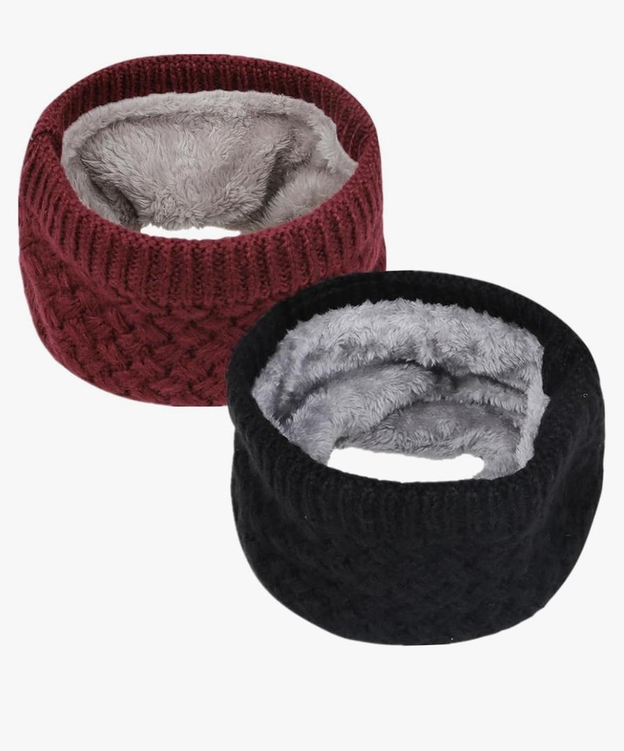 Loritta Neck Warmer Winter Warm Infinity Scarf Double-Layer Thick Fleece Windproof Scarves for Women Men (Gray, Black)