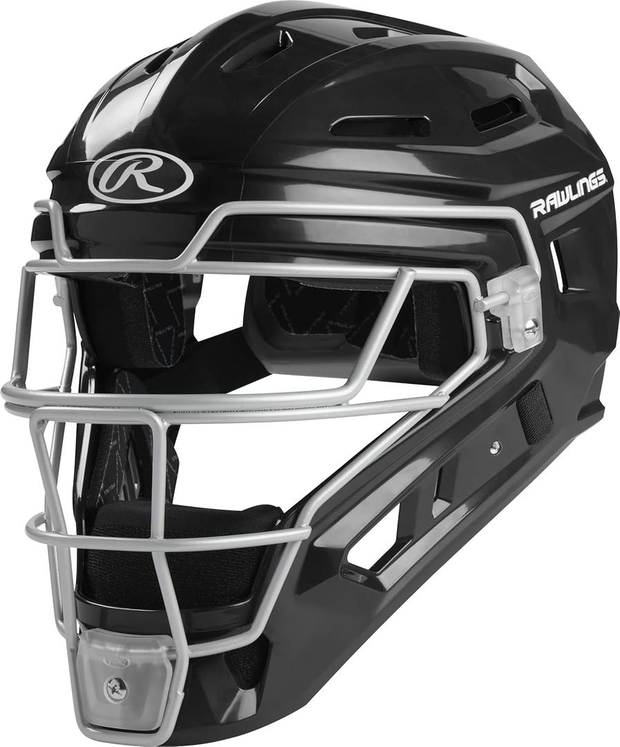 Rawlings | RENEGADE 2.0 Catcher's Helmet | Baseball | Junior & Senior Sizes (Black/Silver) Style: Junior | 6 1/2" - 7"