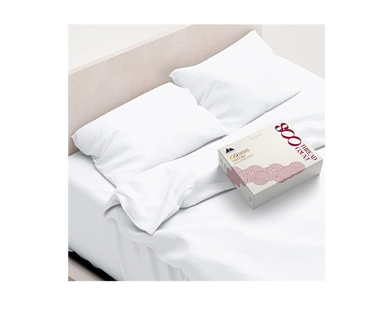 Mayfair Linen 800-Thread-Count 100% Pure Cotton Sheets - Hotel Style Egyptian Feel White King Size Bed Sheets, Long Staple Cotton, Sateen Weave for Soft Feel, Fits Mattress Upto 18'' DEEP Pocket