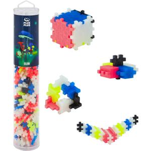 Plus Plus 240 Piece Interlocking Building Blocks for Kids, Open Ended Connecting Toys, Stem Bin Classroom Mini Manipulatives - Glow in Dark Play Tube
