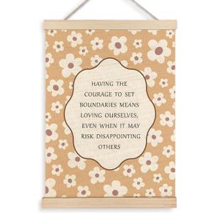 FWSFD Boho Floral Mental Health Set Boundaries Wall Art Decor Poster, Inspirational Psychology Hanging Wall Decor Canvas Prints Artwork for Therapy Office Counseling Room Calming Corner, 12x16 Inches