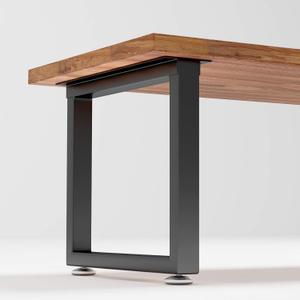 Metal Table Legs 28 inch Height x 17.7 inch Wide with Adjustable Protector Feet, Industrial & Rustic Style Heavy Duty Metal Furniture Legs for Desk/Table, (Bear Up to 800lb), Black, Set of 2, H28" W17.7"
