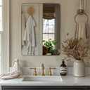 Andy Star Gold Bathroom Mirror,22x30'' Brushed Brass Metal Frame Rounded Corner Wall Mirror,Rectangle Wall Mounted Mirror Glass Panel Hangs Horizontal or Vertical for Bathroom,Vanity,Washroom