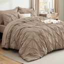 Bedsure Full Size Comforter Sets Khaki - Bed in a Bag Full Size Bedding Set 7 PCS, GentleSoft Pintuck Bed Set Gift for Family, All Season Down Alternative Comforter with Sheets, Pillowcases & Shams