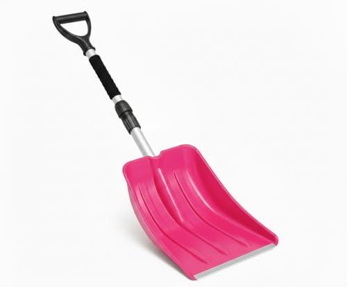 Snow Shovel for Kids Toddler – Lightweight Thick Plastic Blade with Telescoping Metal Handle, Ergonomic D-Grip with Soft Foam Grip, 32 Inch Detachable Shovel for Car Snow Removal,Beach Sand Play, Pink