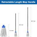 KeFanta Mop for Floor Cleaning,2 Pcs Cotton String Wet Mops Replacement Head Refill Compatible with Microfiber Cloth Mop & 0.8" Diameter Mops Handle(1 Handle & 2 Heads)