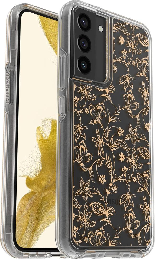 OtterBox Galaxy S22+ Symmetry Series Case - Stardust (Glitter/Clear), Ultra-Sleek, Wireless Charging Compatible, Raised Edges Protect Camera & Screen (Wallflower)