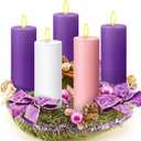 Cindeer 2 x 6 Inch Advent Candles Set of 5 Christmas Pillar Scented Advent Candle for Advent Wreaths Candle Holder Advent Votive Purple Pink Candles for Advent Seasonal Celebration Home Church