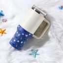 2 x Print Boot for Stanley, Rubber Cup Bottom Protector Sleeve Accessories for Stanley Quencher H2.0 FlowState Tumbler 40oz / Adventure Quencher Tumbler 40oz (Blue)