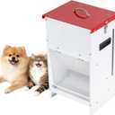 Automatic Dog Feeder - 15LBS Food Capacity Automatic Gravity Dispenser, Powder Coated & Waterproof for Indoor & Outdoor Use, 10.2" L x 8.3" W x 19" H, Red and White