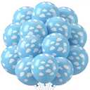 Gejoy 36 Pieces Blue Cloud Latex Balloons Mid Cloud Matte 12 Inch Sky Balloons Light Blue and White Print Decoration for Baby Shower Boys Girls Birthday Party Supplies