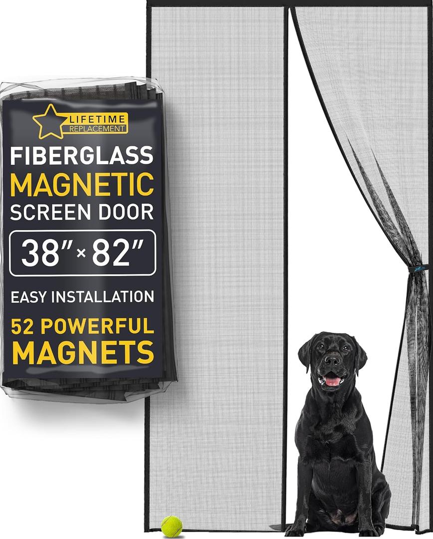 Flux Phenom Screen Door Mesh 38x82 Inch  Easy Install, Strong Magnet Strength, Pet Tested, Hands-Free Entry, Door Screen Magnetic Closure, Keeps Bugs Out