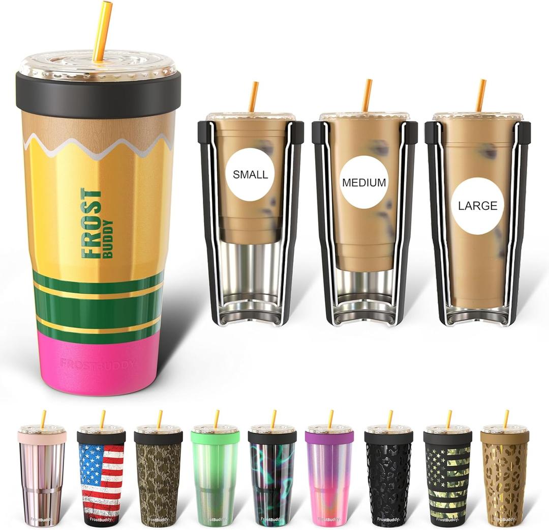 Frost Buddy Togo Buddy | 30 oz Stainless Steel Vacuum Insulated Tumbler | To Go Coffee Cup  Iced Coffee Cups, Iced Coffee Sleeve, Travel Mug, Thermal Cup for Hot & Cold Drinks, Dunkin Cup (Pencil)