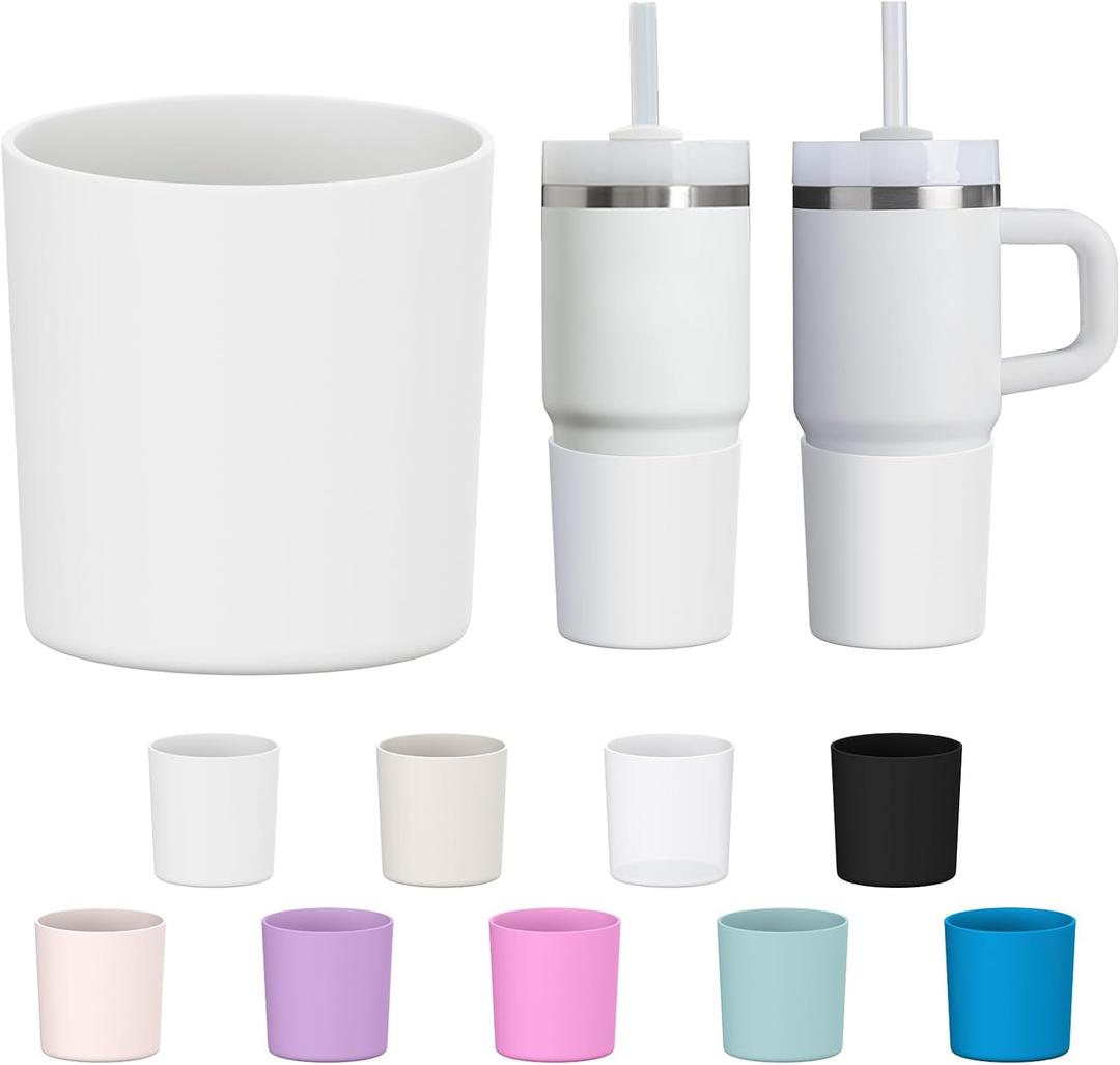 WUQID Higher Silicone Boot Compatible with Stanley Quencher H2.0 & IceFlow Flip & ProTour 40oz 30oz 20oz 14oz, Fit Same Diameter 14oz 20oz 30oz 40oz Tumbler Cups Anti-Slip Bottle Bottom Sleeve Cover (Frost)