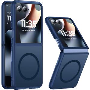 NO.1 Magnetic for Motorola Razr+ Plus 2026/2025/2024 Case with MagSafe[Military Shockproof][Translucent Matte][Anti-Fingerprint] Soft Silicone Bumper for Moto Razr+ 2026/2025/2024 Case,Blue