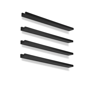 Picture Shelves for Wall,Long Floating Ledge Set of 4,Narrow Large Wood Rustic Photo Frames Vinyl Record Storage Display Nursery Kids Bookshelf Decor for Living Room Bedroom Kitchen,36'',Black
