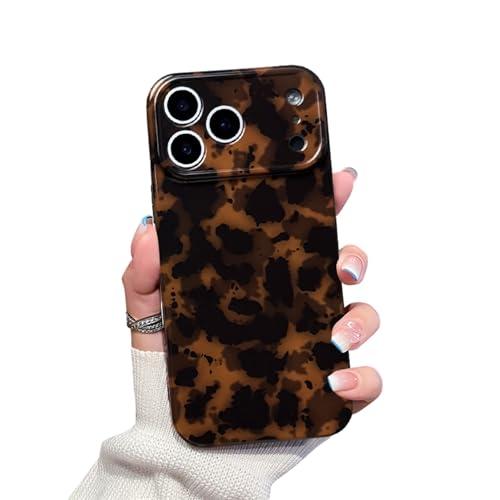 XQAGU Cute Phone Case for iPhone 17 Pro Case Amber Pattern Leopard Full Camera Protective Slim Shockproof Cool Trendy Aesthetic-Brown Tortoise Shell