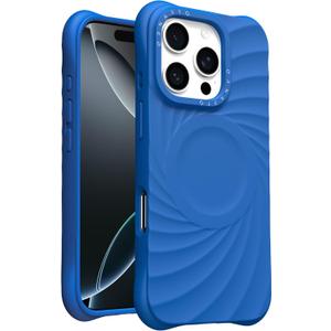 ORNARTO Vortuxe for iPhone 16 Pro Case 6.3" | 2X MIL-STD Drop Protection | Compatible with MagSafe | Sleek Aesthetic Liquid Silicone Phone Cover - Azure